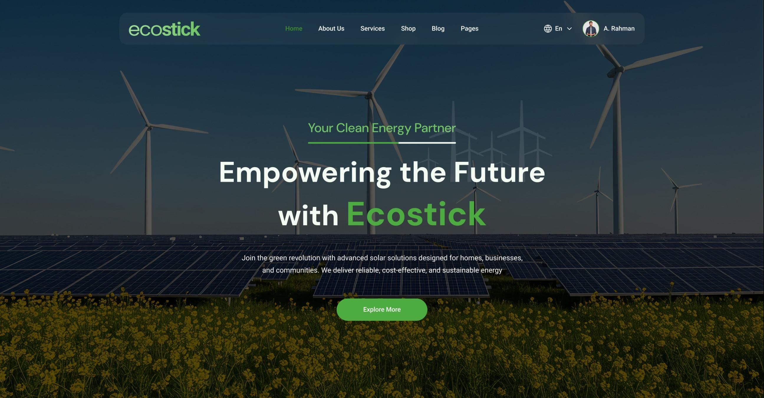 Ecostick – Solar Products & Services Selling Platform | Website | Admin | User Panel (MERN)